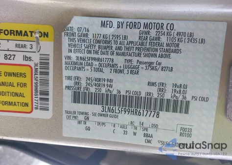 2017 Lincoln Mkz Reserve from USA, damaged, VIN 3LN6L5F99HR617778